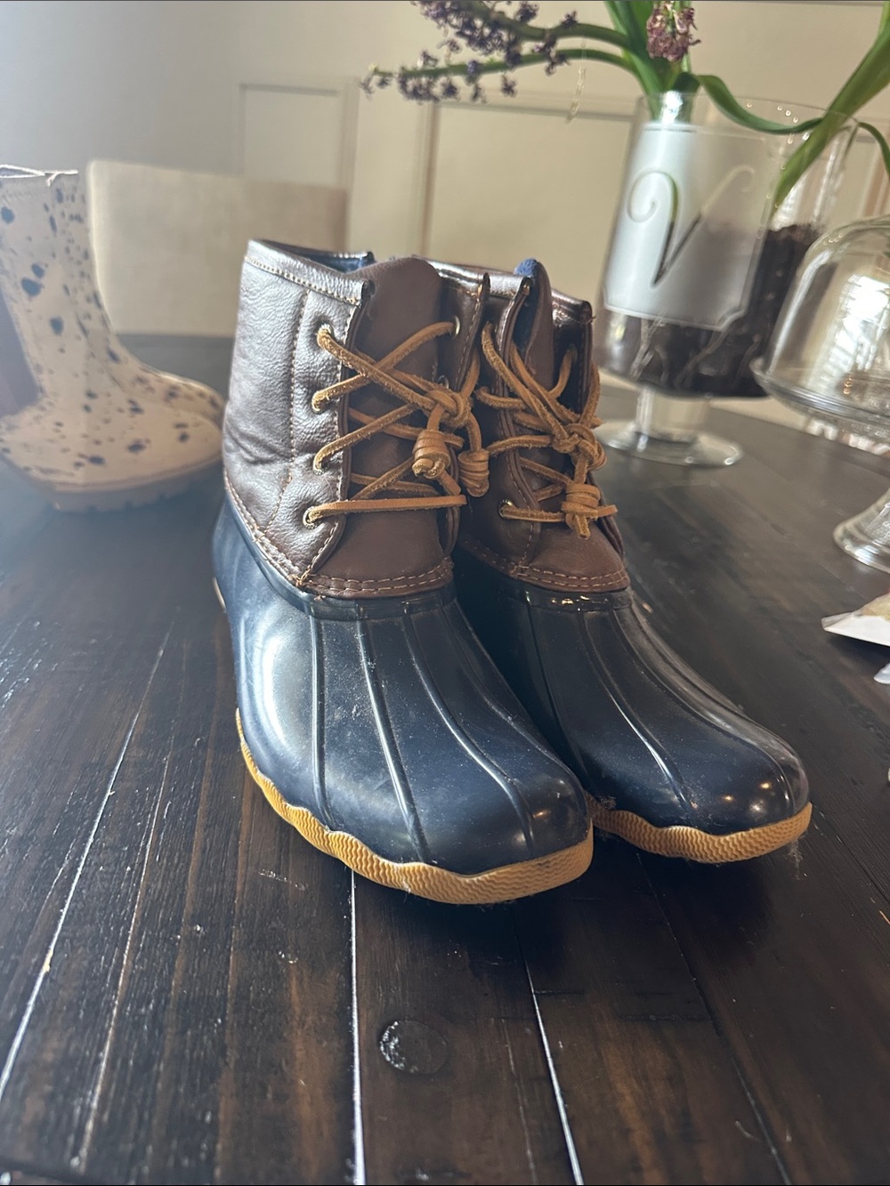 Sperry Brown and Navy Duck Boots